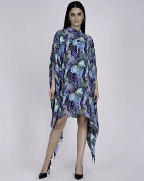 tropical print tunic with batwing sleeves