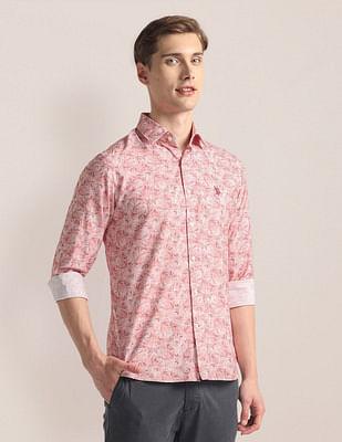 tropical print twill shirt