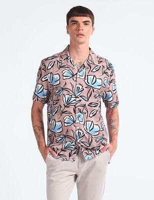 tropical print viscose shirt