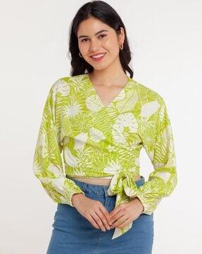 tropical print with tie-up top