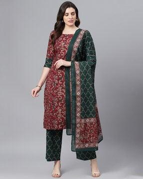 tropical printed  kurta set