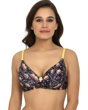 tropical printed non-padded bra