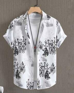 tropical regular fit shirt with spread collar