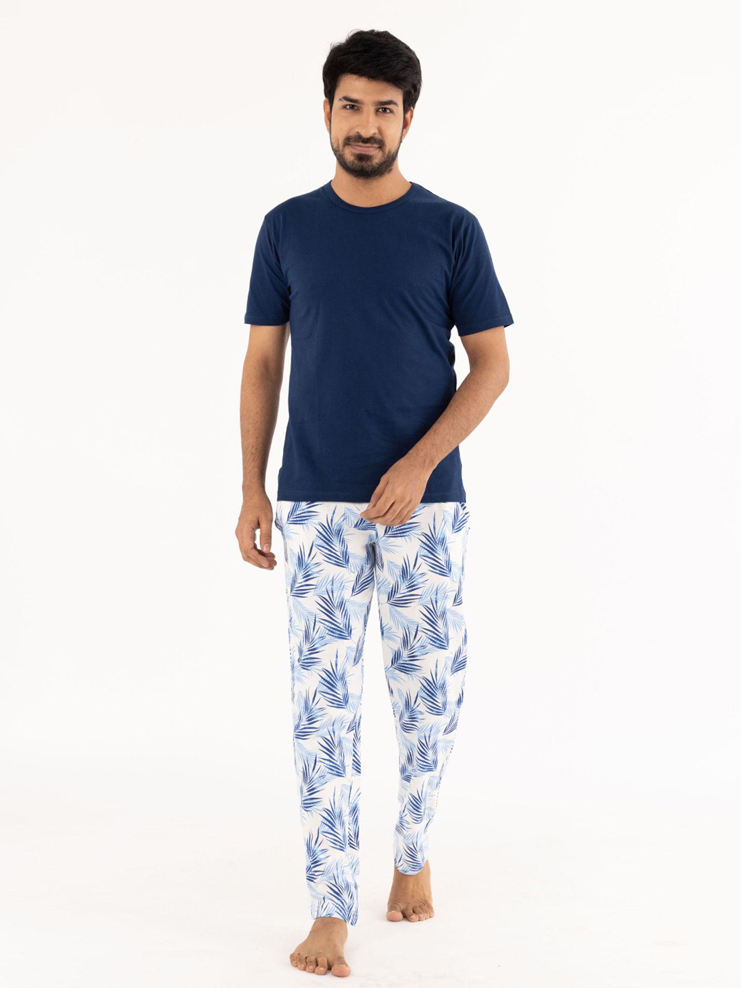 tropical vacation mens cotton pyjama set (set of 2)