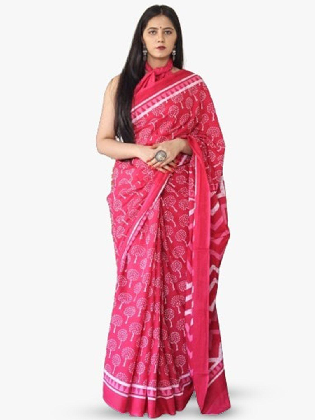 tropwear ethnic motifs pure cotton block print saree