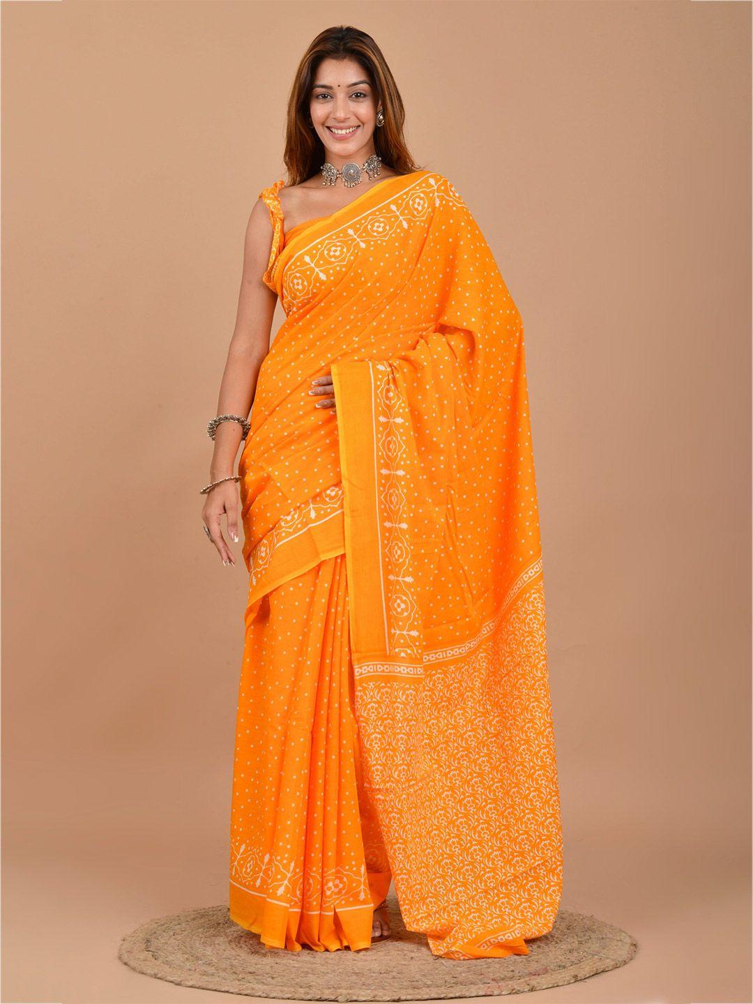 tropwear ethnic motifs pure cotton block print saree