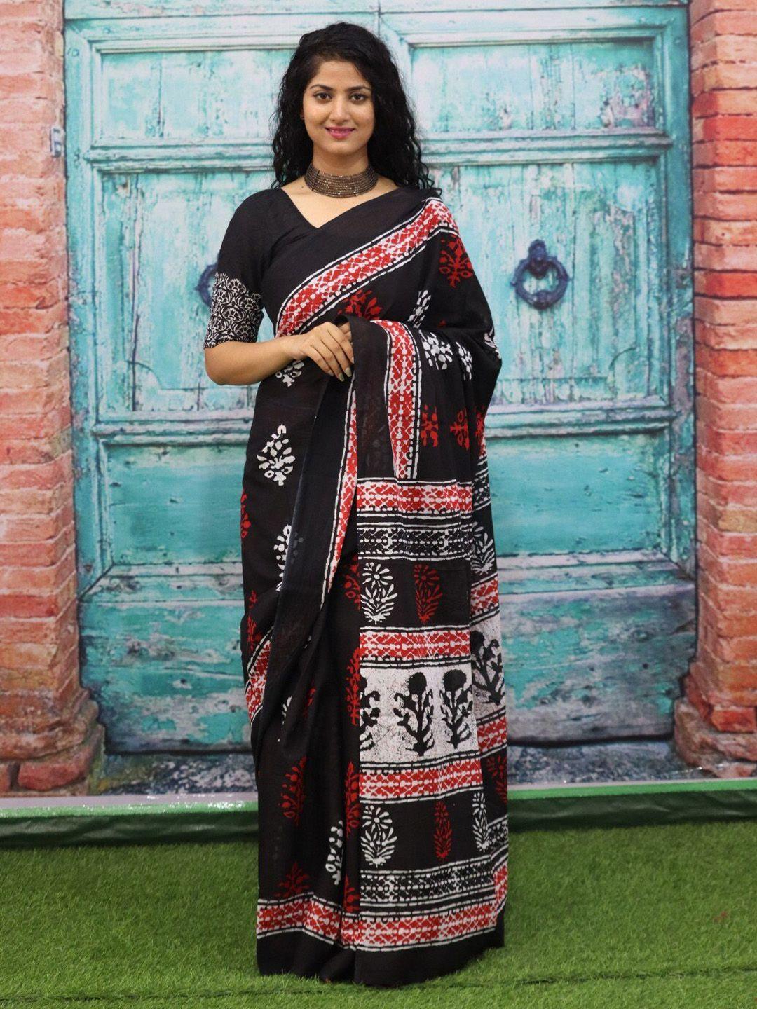 tropwear ethnic motifs pure cotton handloom block print saree