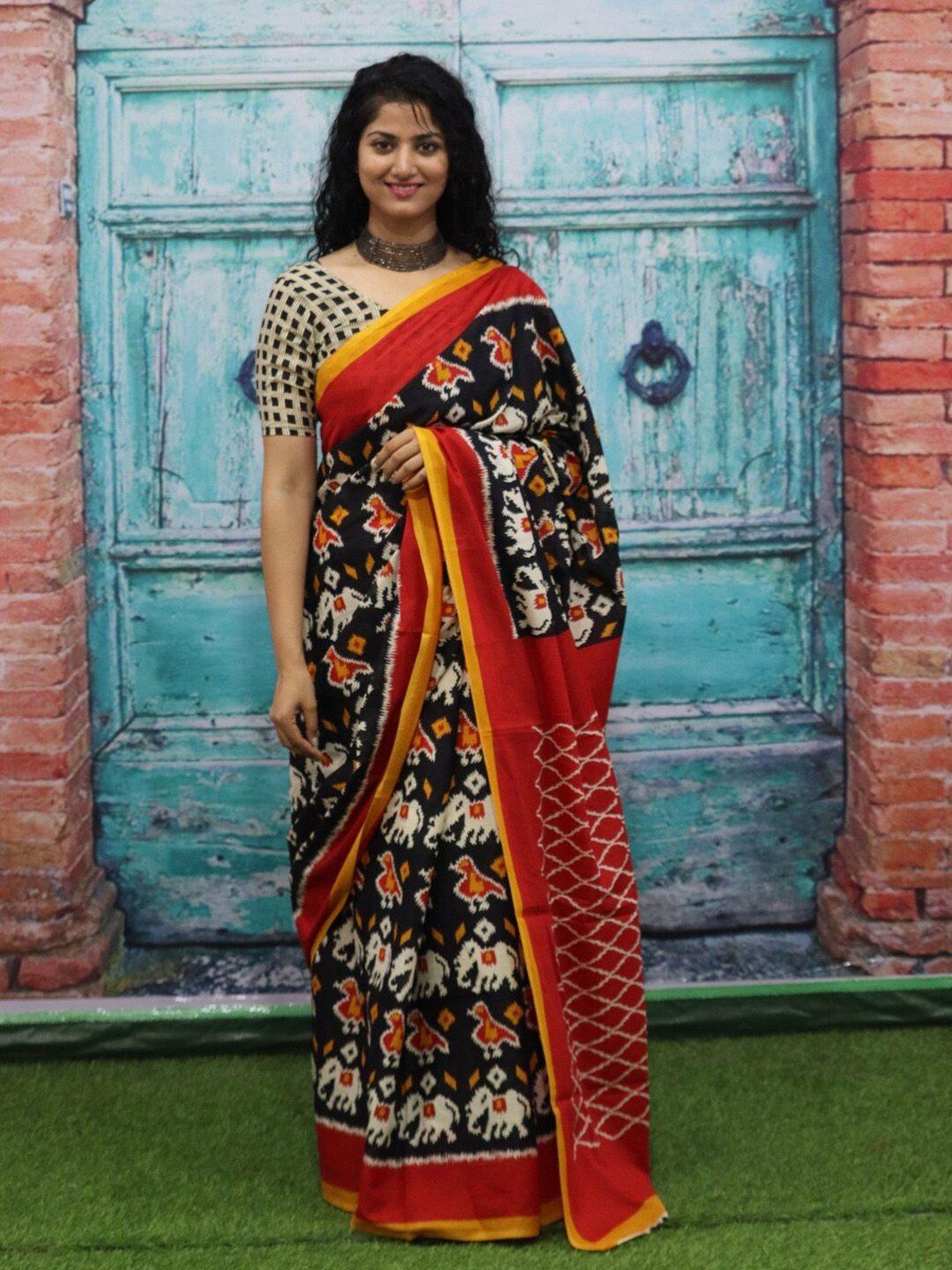 tropwear ethnic motifs pure cotton handloom block print saree