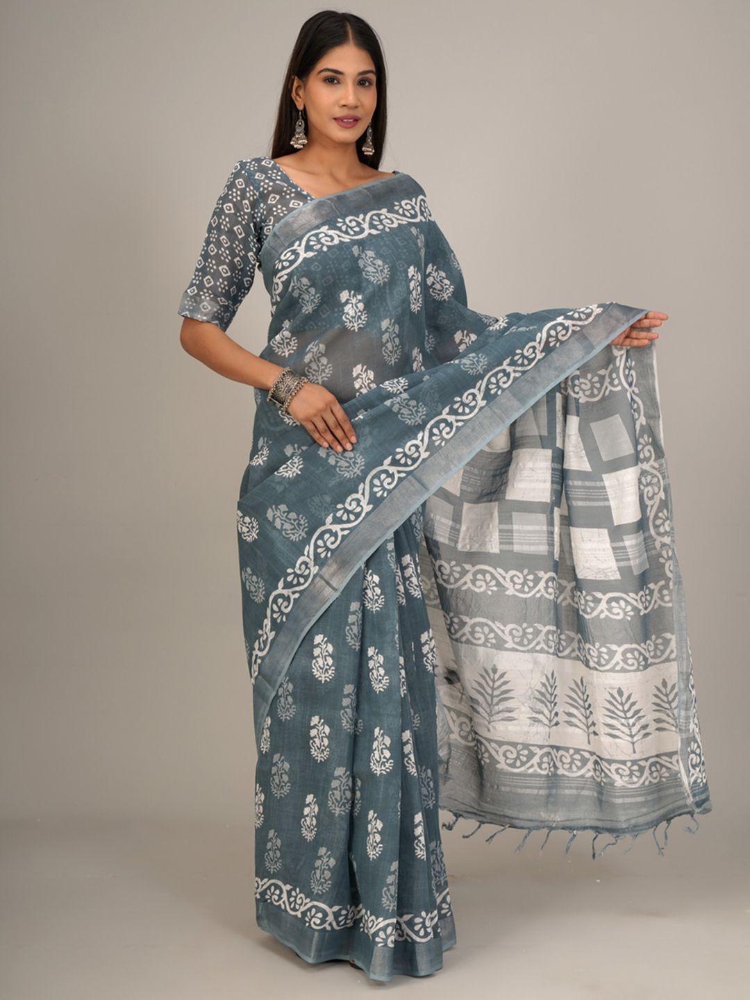 tropwear ethnic motifs zari block print saree