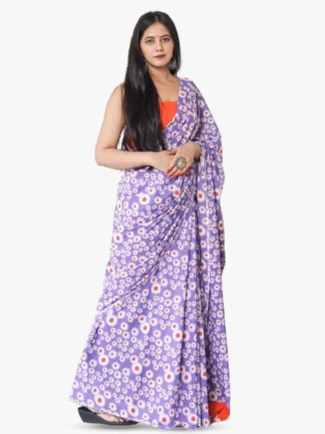 tropwear floral pure cotton block print saree