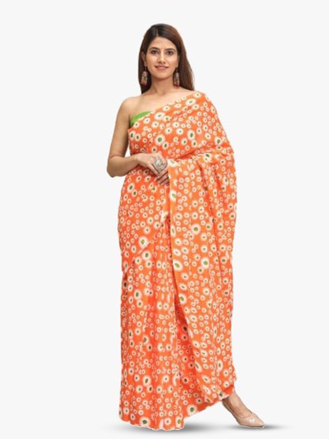 tropwear floral pure cotton block print saree