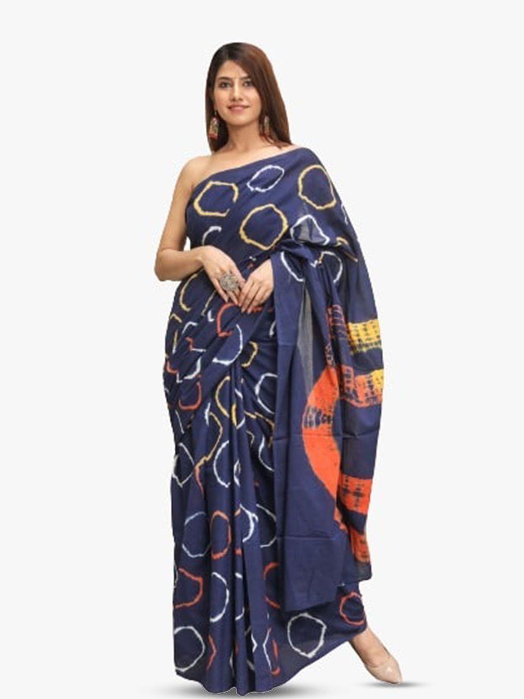 tropwear pure cotton block print saree