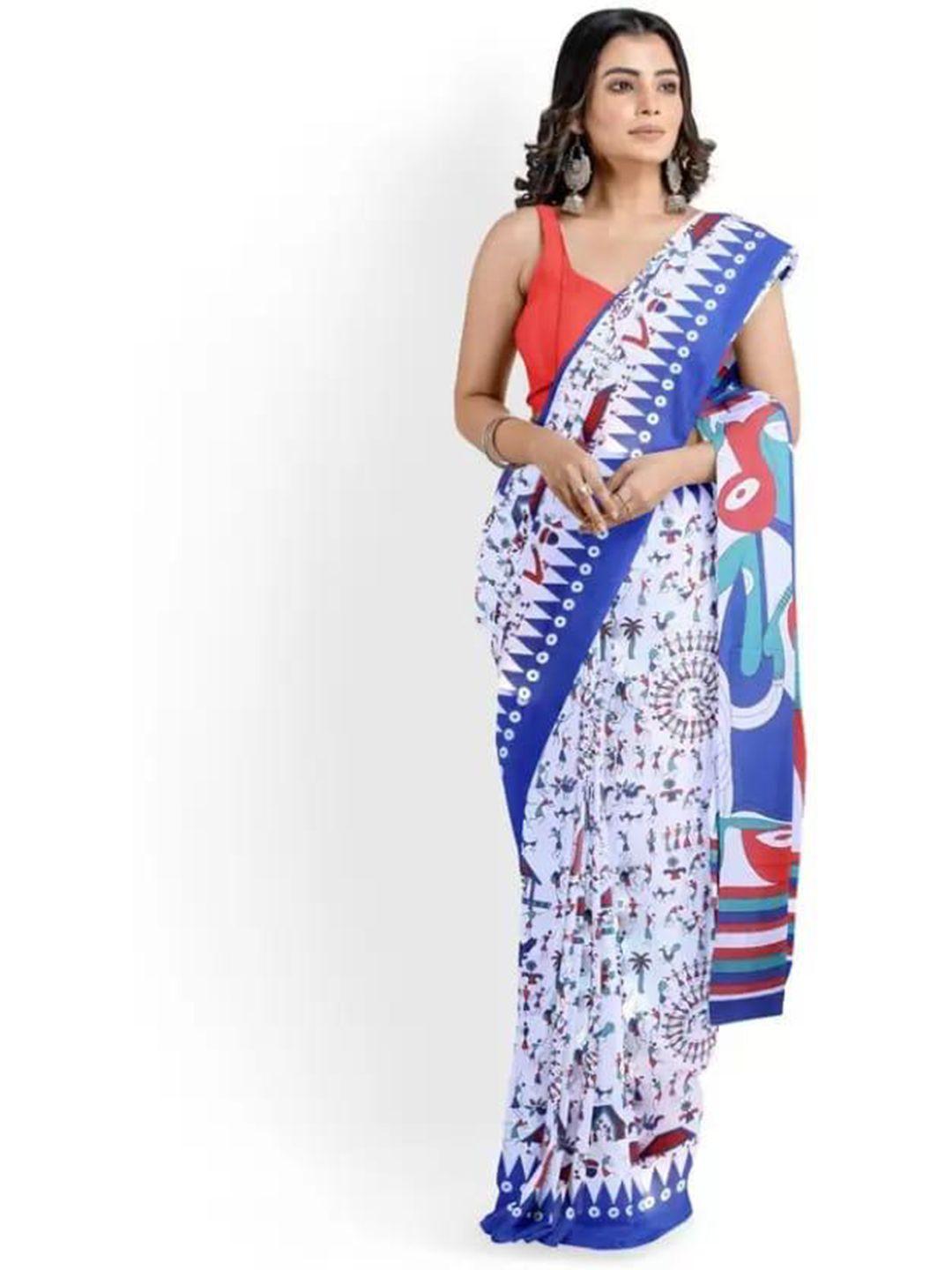 tropwear warli pure cotton block print saree