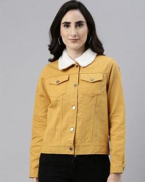 trucker jacket with flap pockets