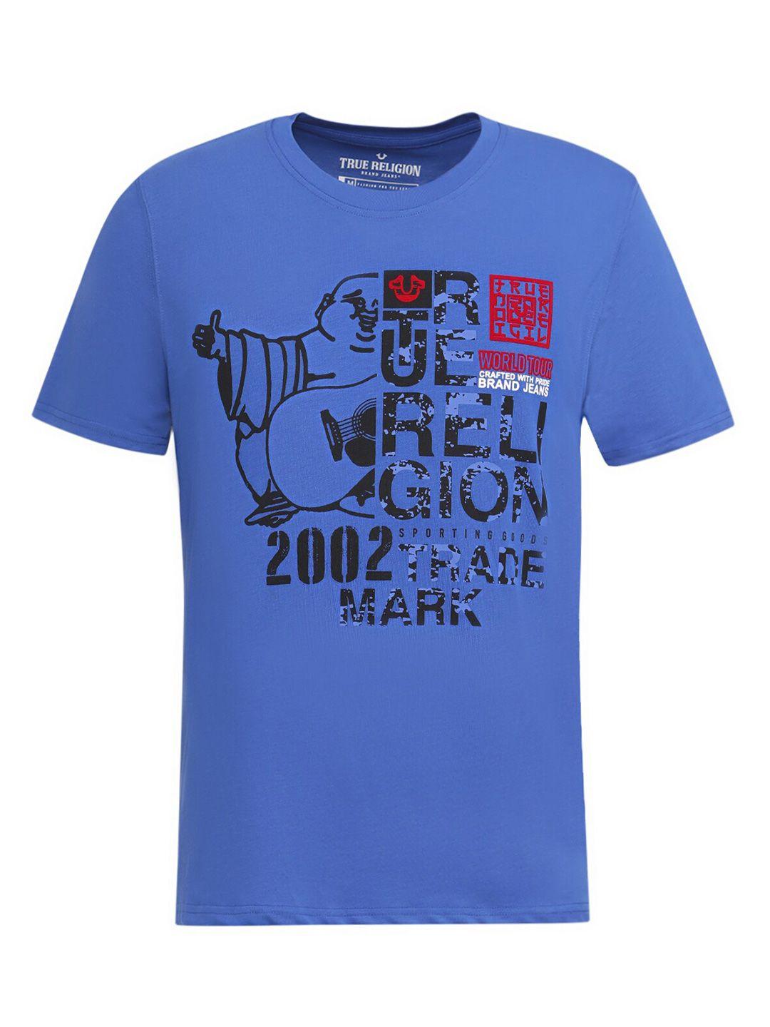 true religion men blue typography printed t-shirt