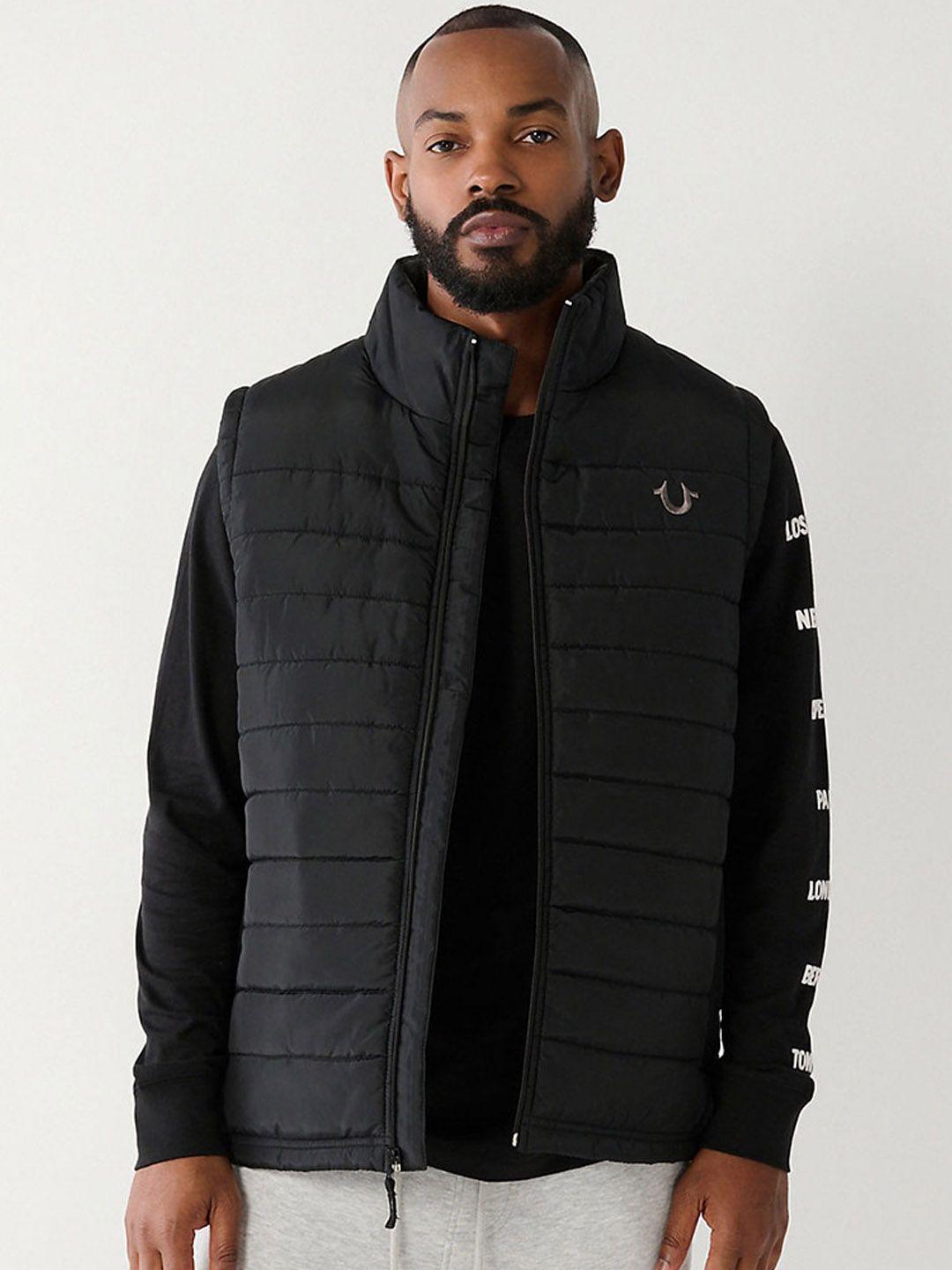 true religion mock collar sleeveless zip detail puffer jacket