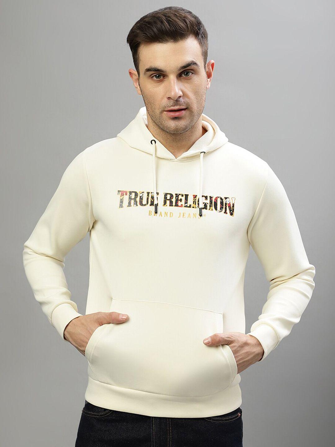 true religion typography printed hooded pullover sweatshirt