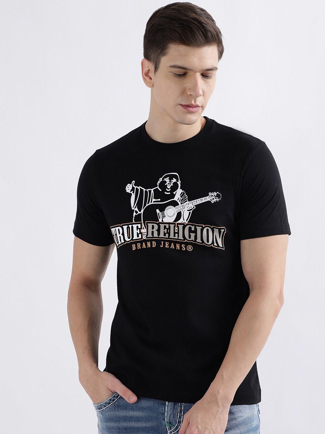 true religion typography printed round neck short sleeves pure cotton t-shirt