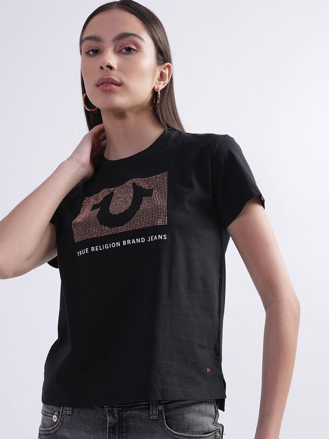 true religion women printed cotton t-shirt