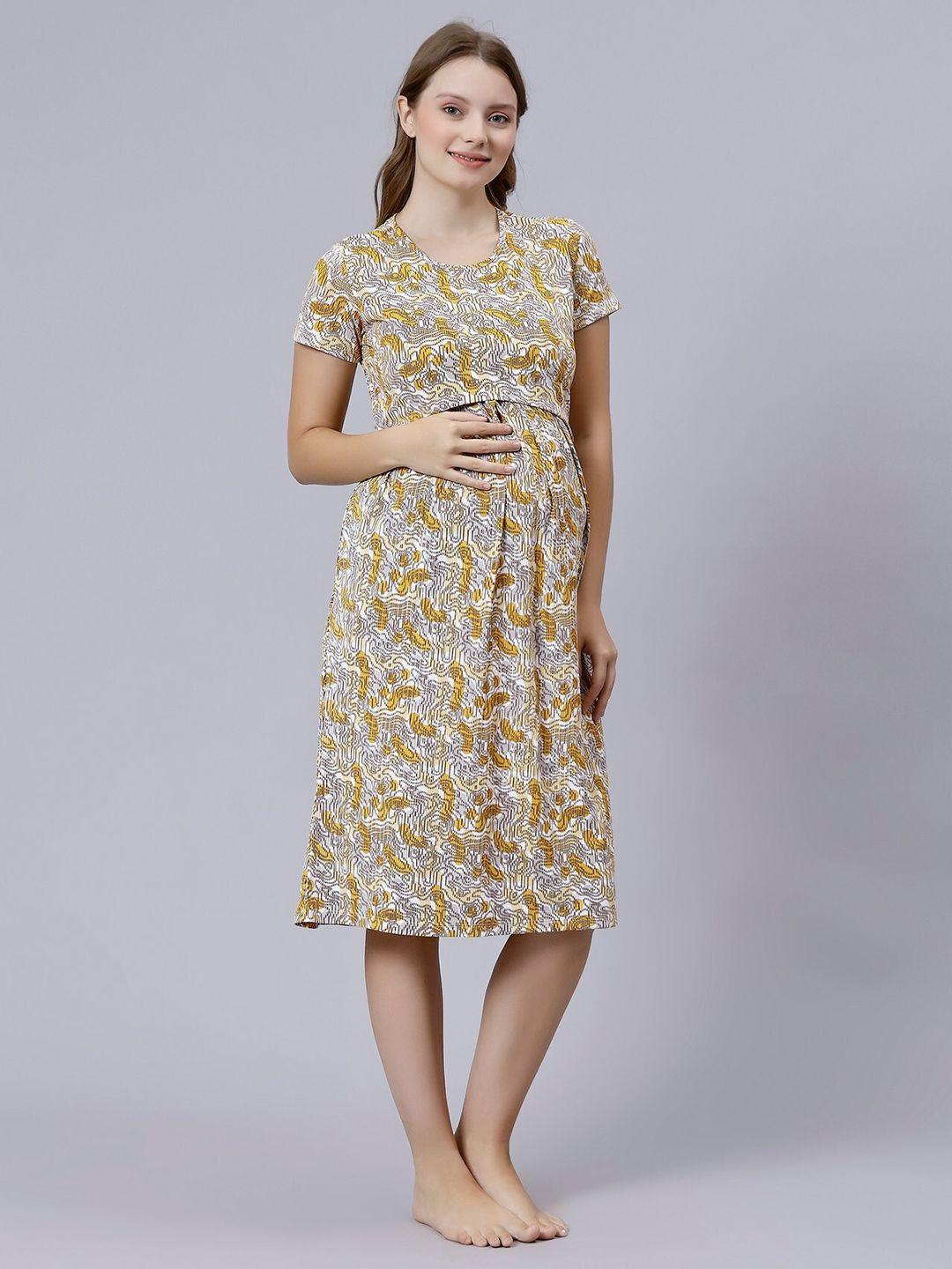 true shape abstract printed maternity a-line dress