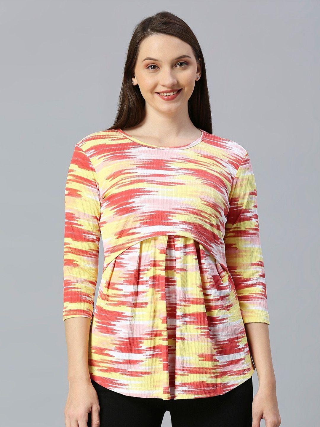 true shape abstract printed zipless maternity top