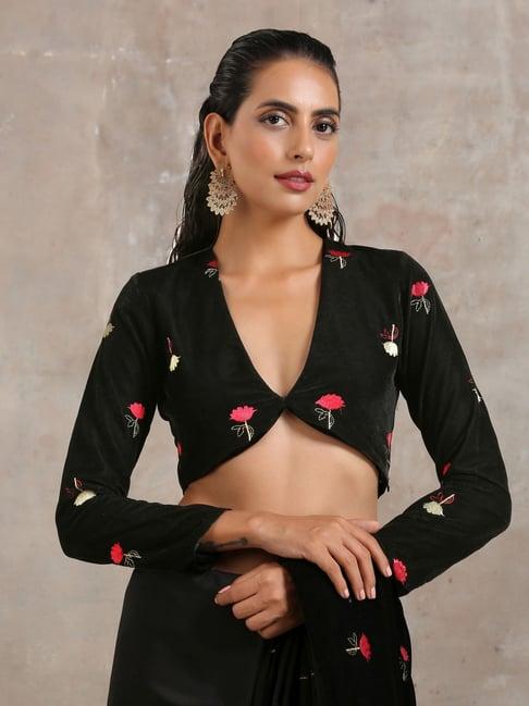 true browns black embroidered blouse
