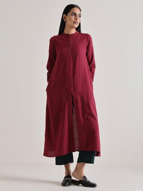 true browns maroon kurta pant set