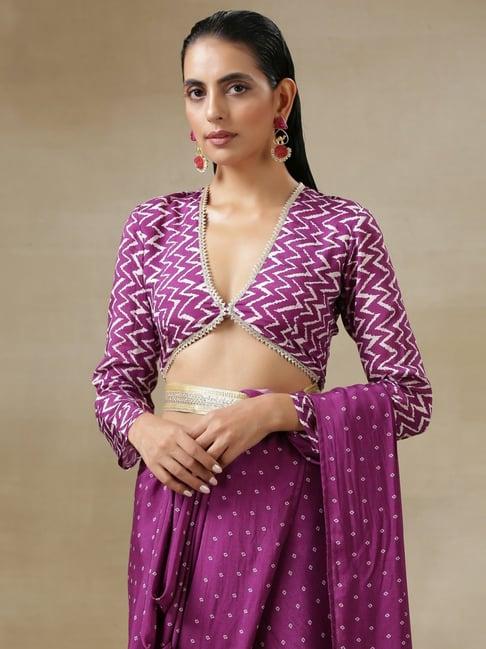 true browns purple printed readymade blouse