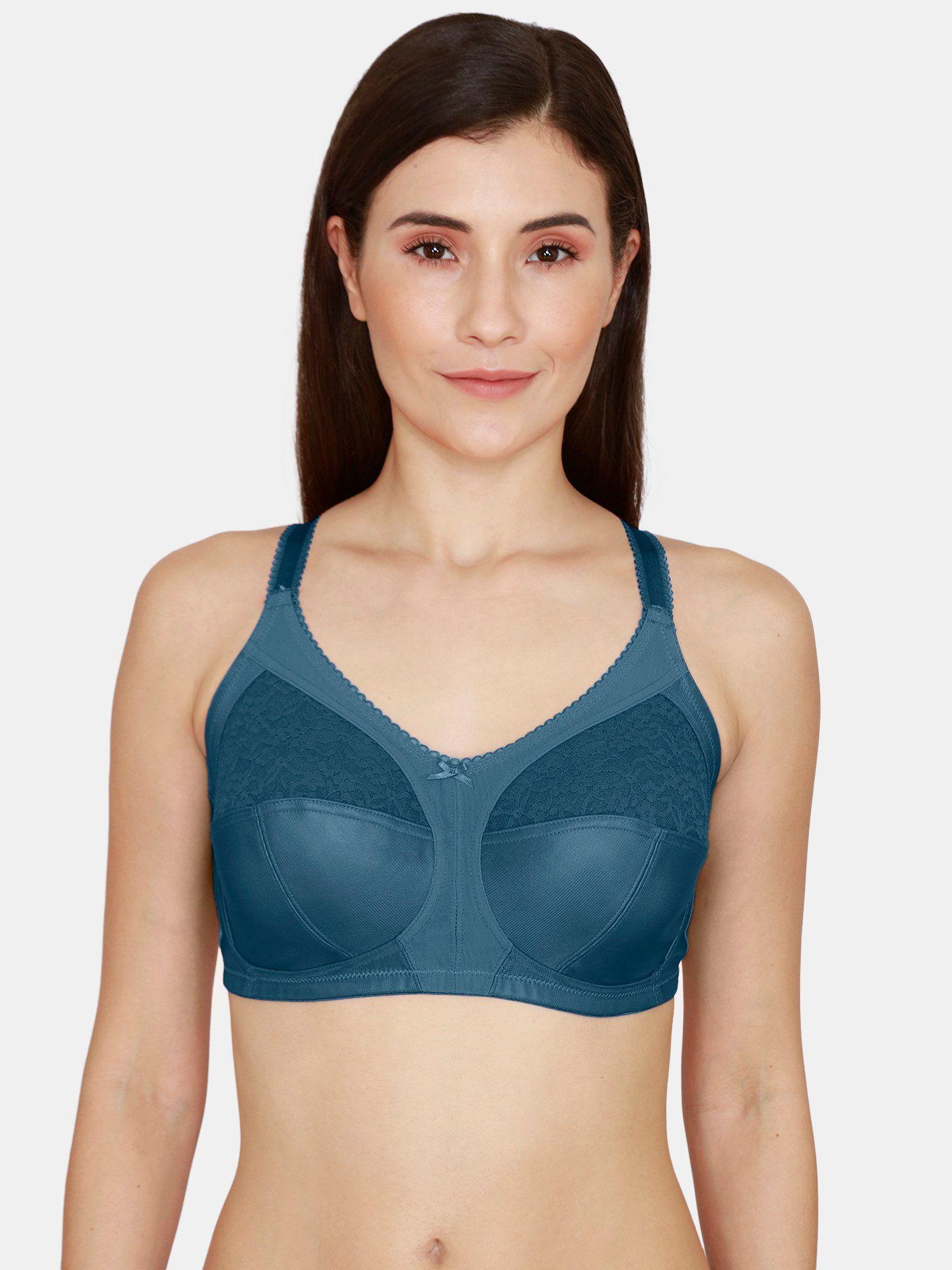 true curv single layered non wired full coverage support bra - gibraltar sea blue