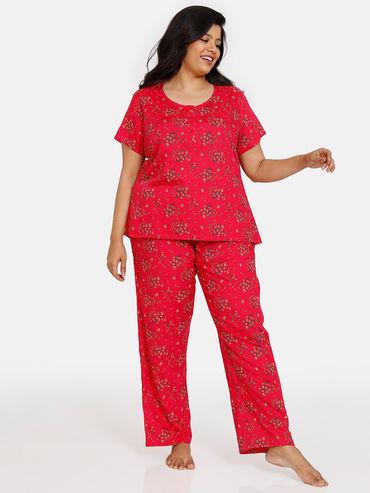 true curve plum romance woven pyjama - jazzy - red (set of 2)