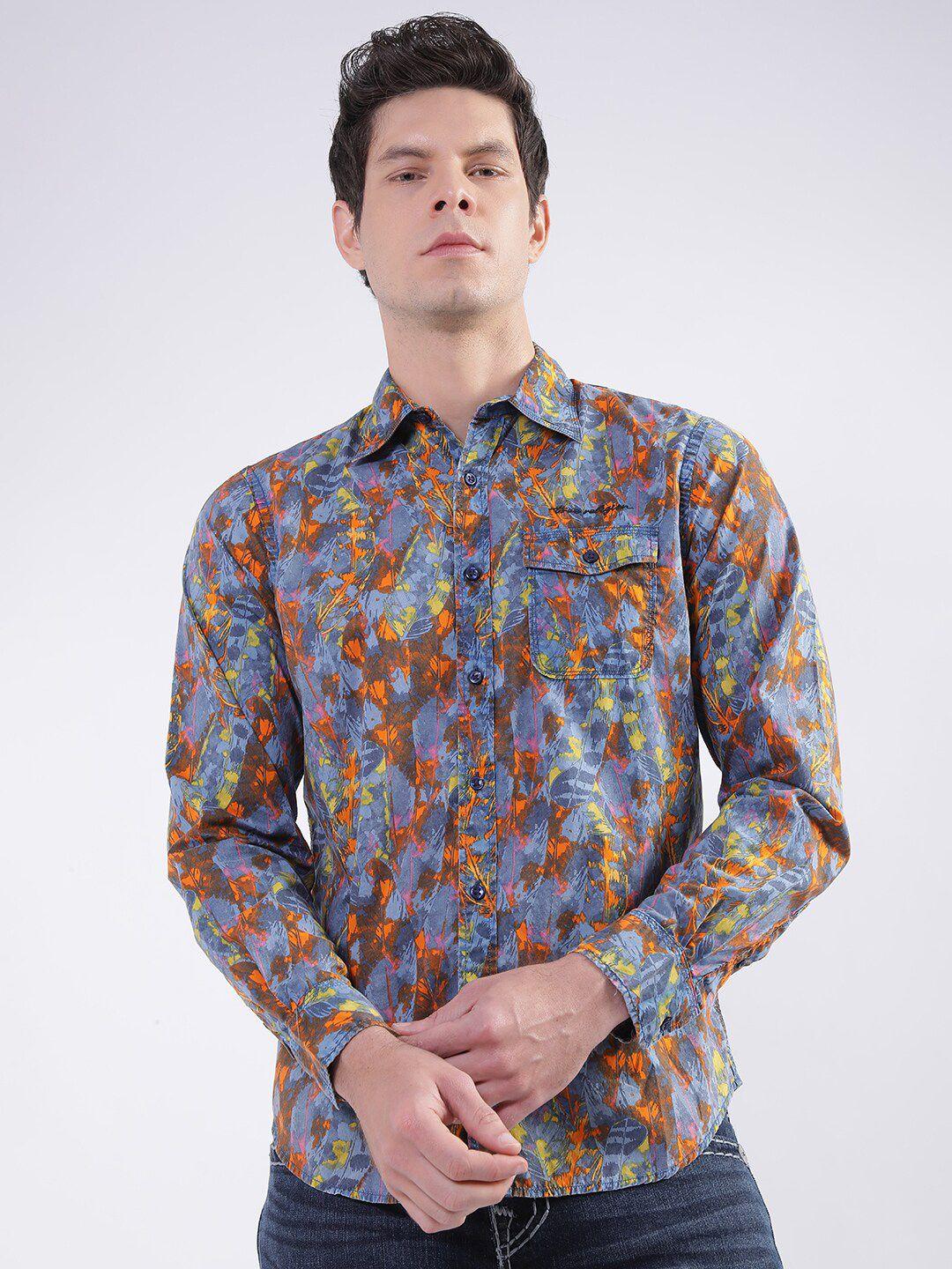 true religion abstract printed pure cotton casual shirt