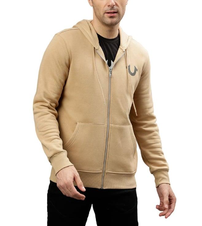 true religion beige fashion regular fit hoodies