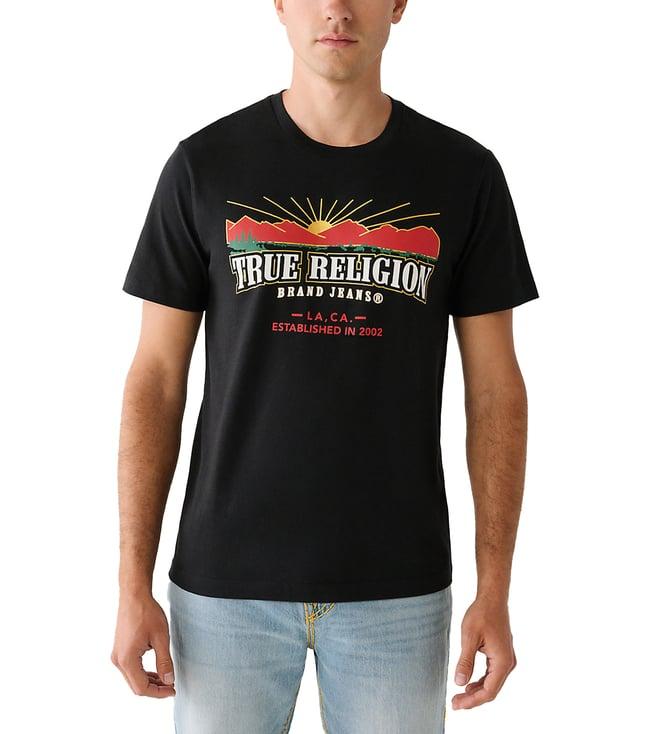 true religion black fashion logo regular fit t-shirt