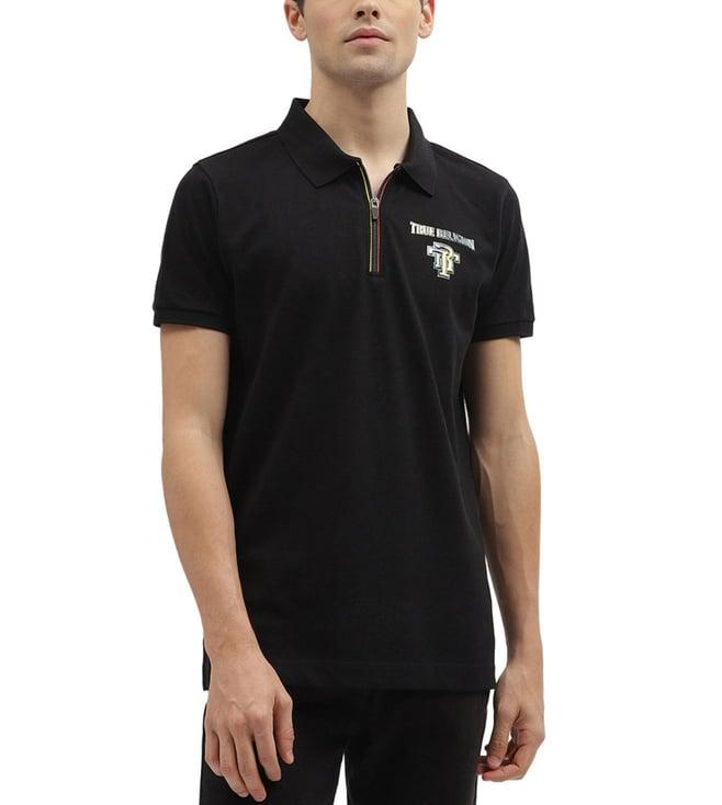 true religion black logo regular fit polo t-shirt