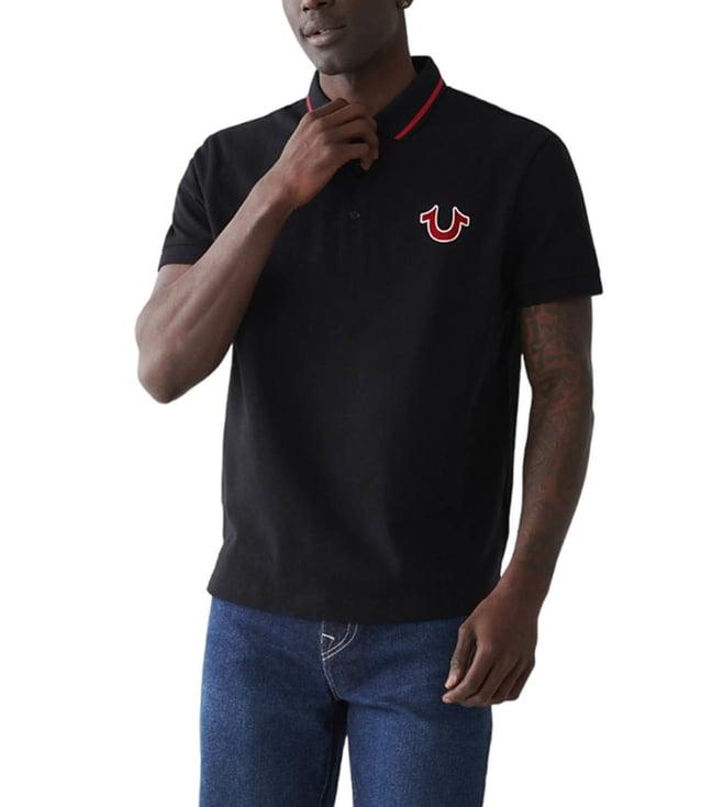 true religion black logo regular fit polo t-shirt