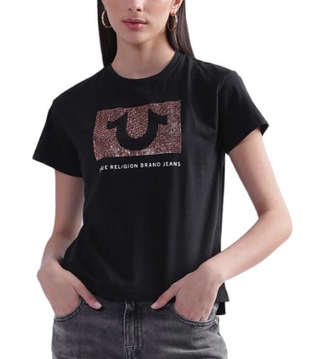 true religion black logo regular fit t-shirt