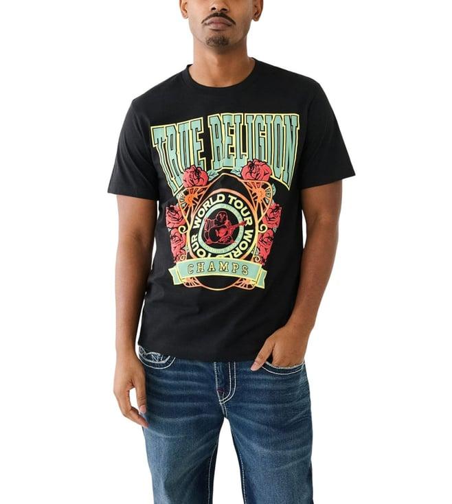 true religion black logo regular fit t-shirt