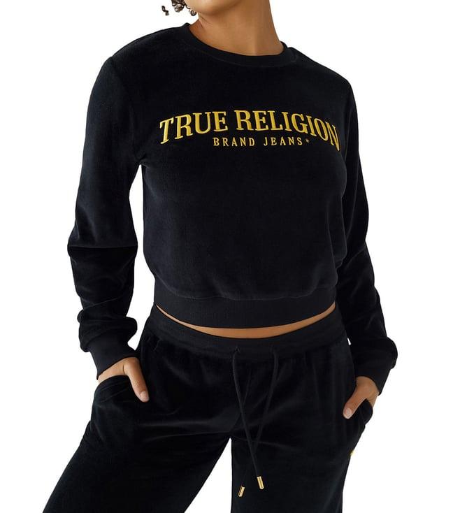 true religion black logo relaxed fit sweatshirt