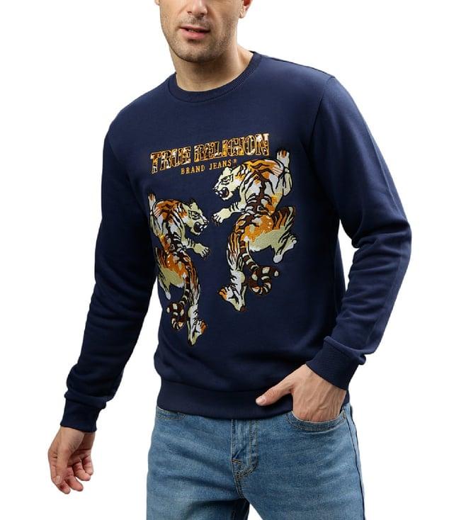 true religion blue fashion printed regular fit sweatshirts