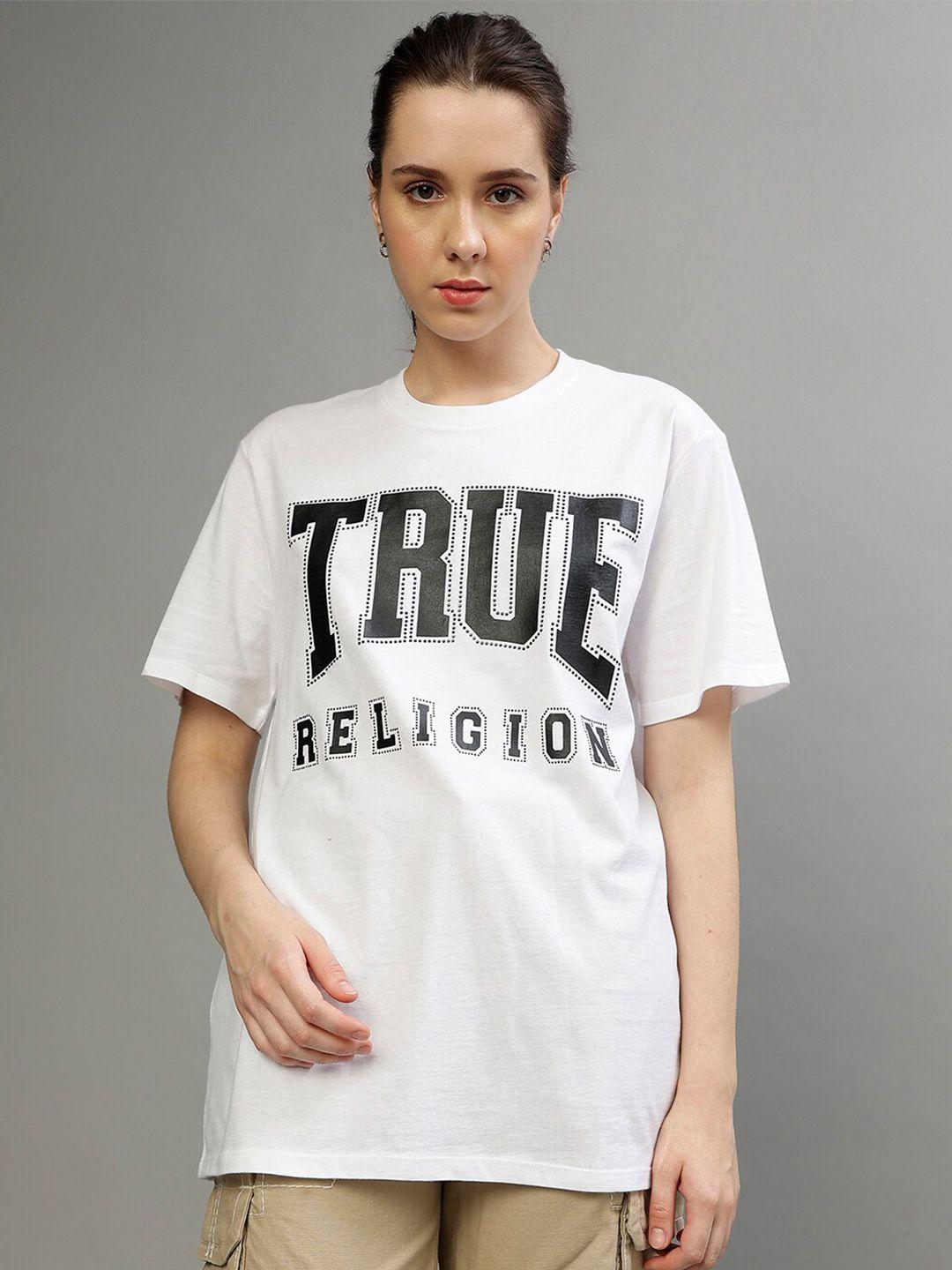 true religion brand logo printed cotton t-shirt