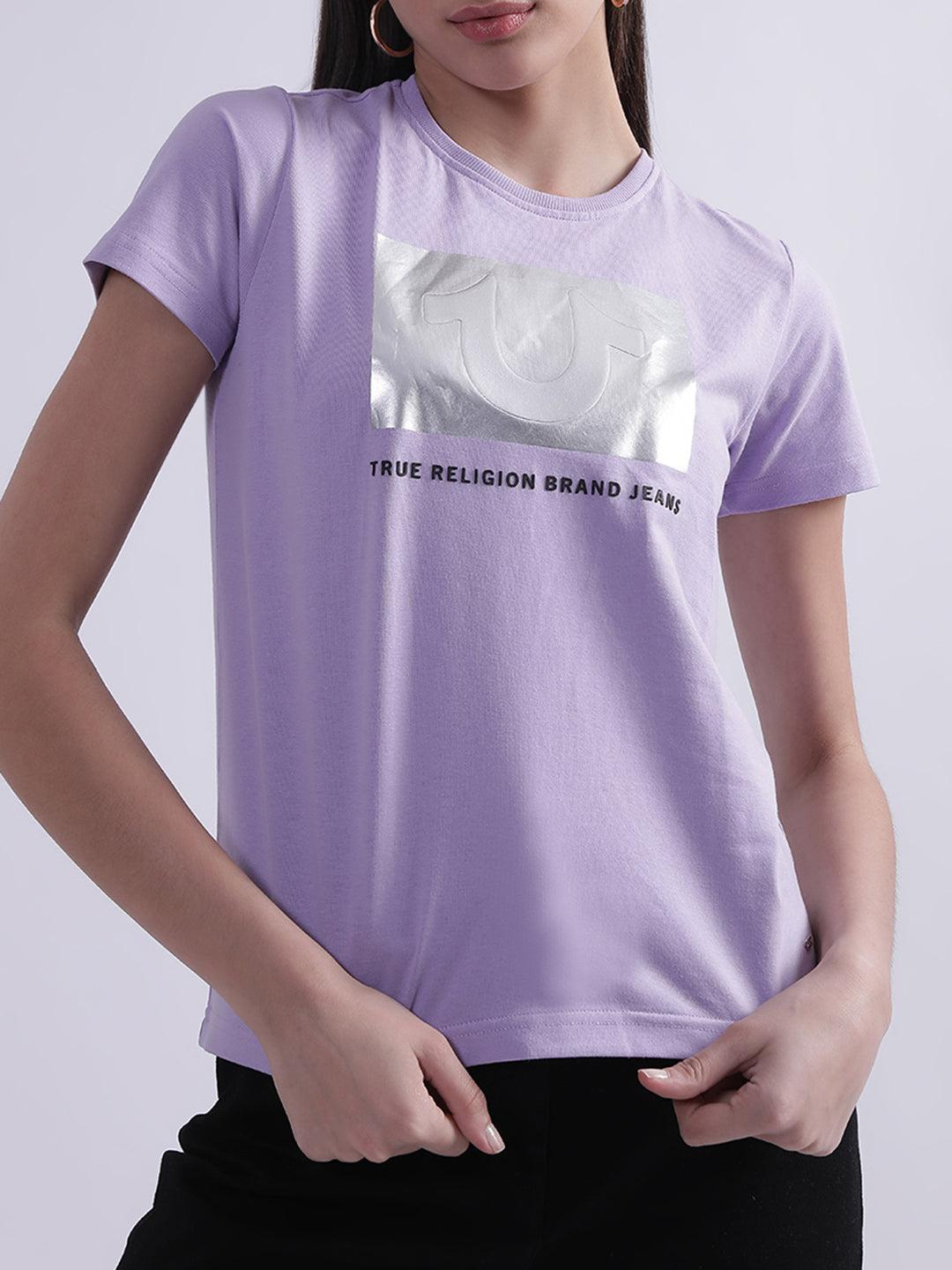 true religion lilac logo regular fit t-shirt