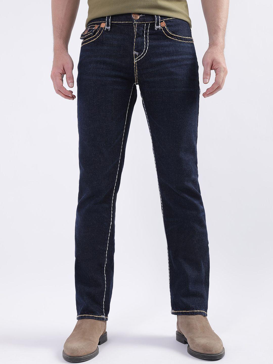 true religion men clean look mid-rise straight fit stretchable jeans