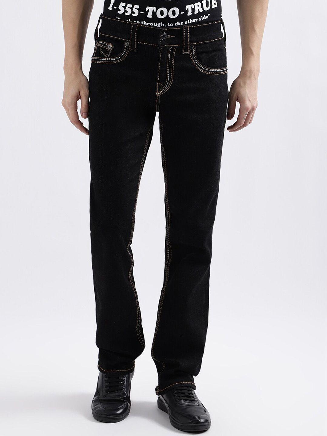 true religion men straight fit mid-rise clean look stretchable jeans