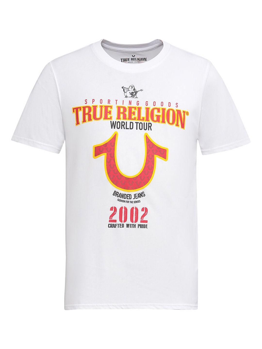 true religion men white typography printed t-shirt