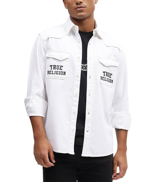 true religion white fashion logo regular fit shirt