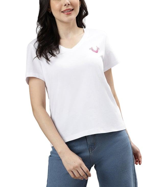 true religion white fashion logo regular fit t-shirt