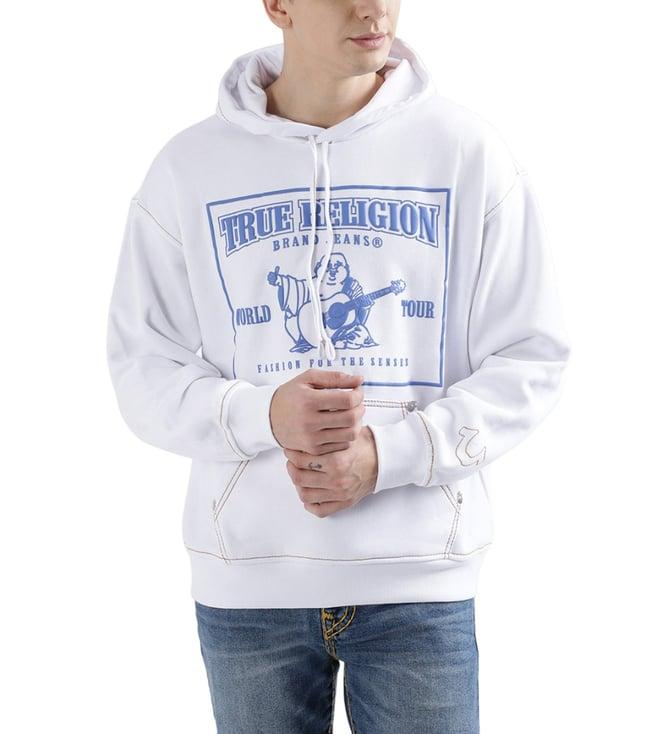 true religion white fashion logo relaxed fit hoodie