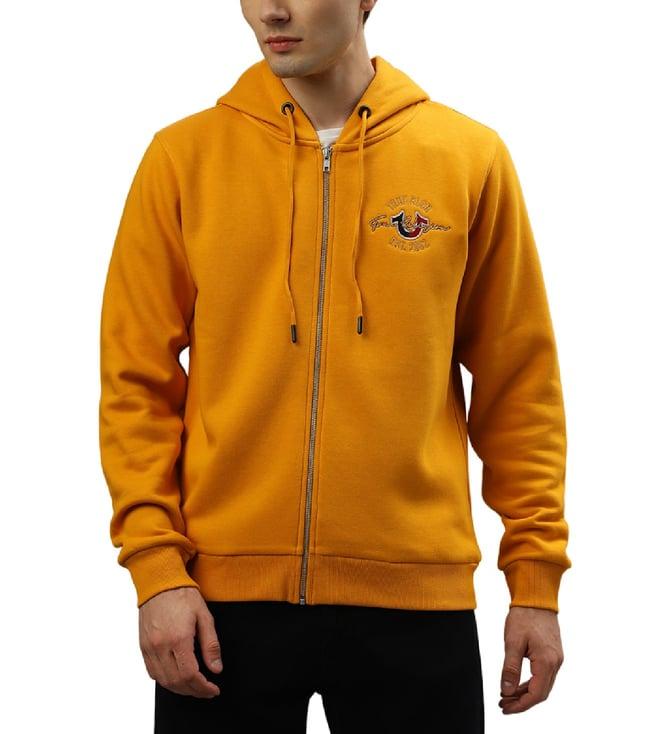 true religion yellow fashion logo regular fit hoodie