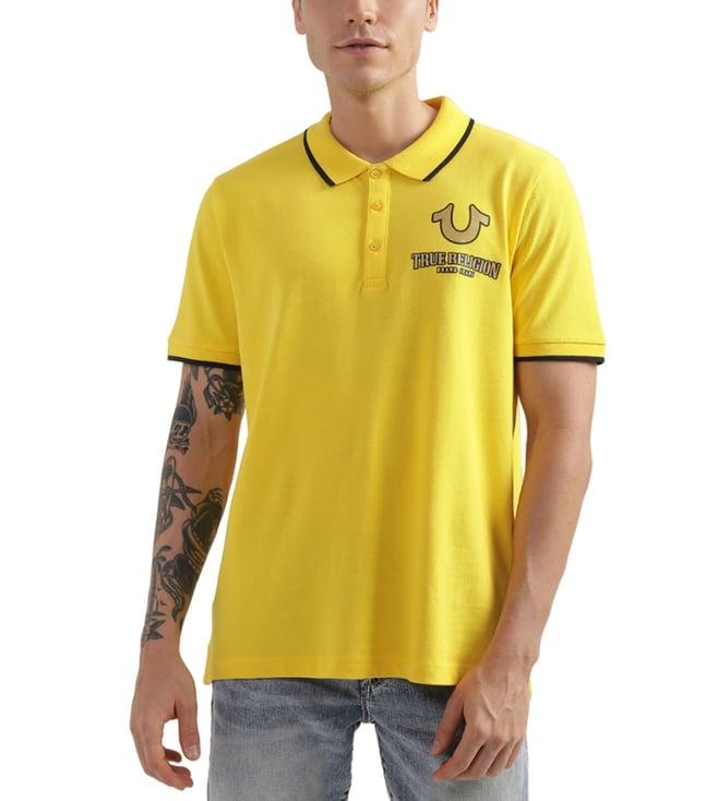 true religion yellow fashion logo regular fit polo t-shirt