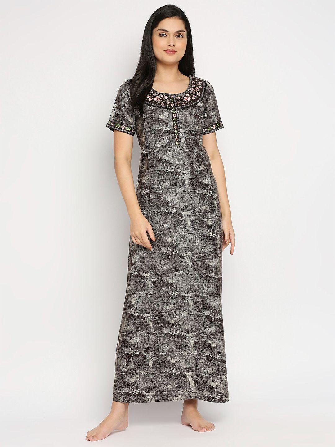 true shape floral embroidered maxi maternity nightdress